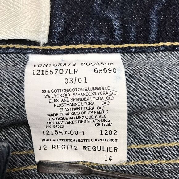 90s GAP Boot Cut Stretch Jean Women 12Reg (32x30) Dark Wash Raw Blue USA Denim - Picture 16 of 16